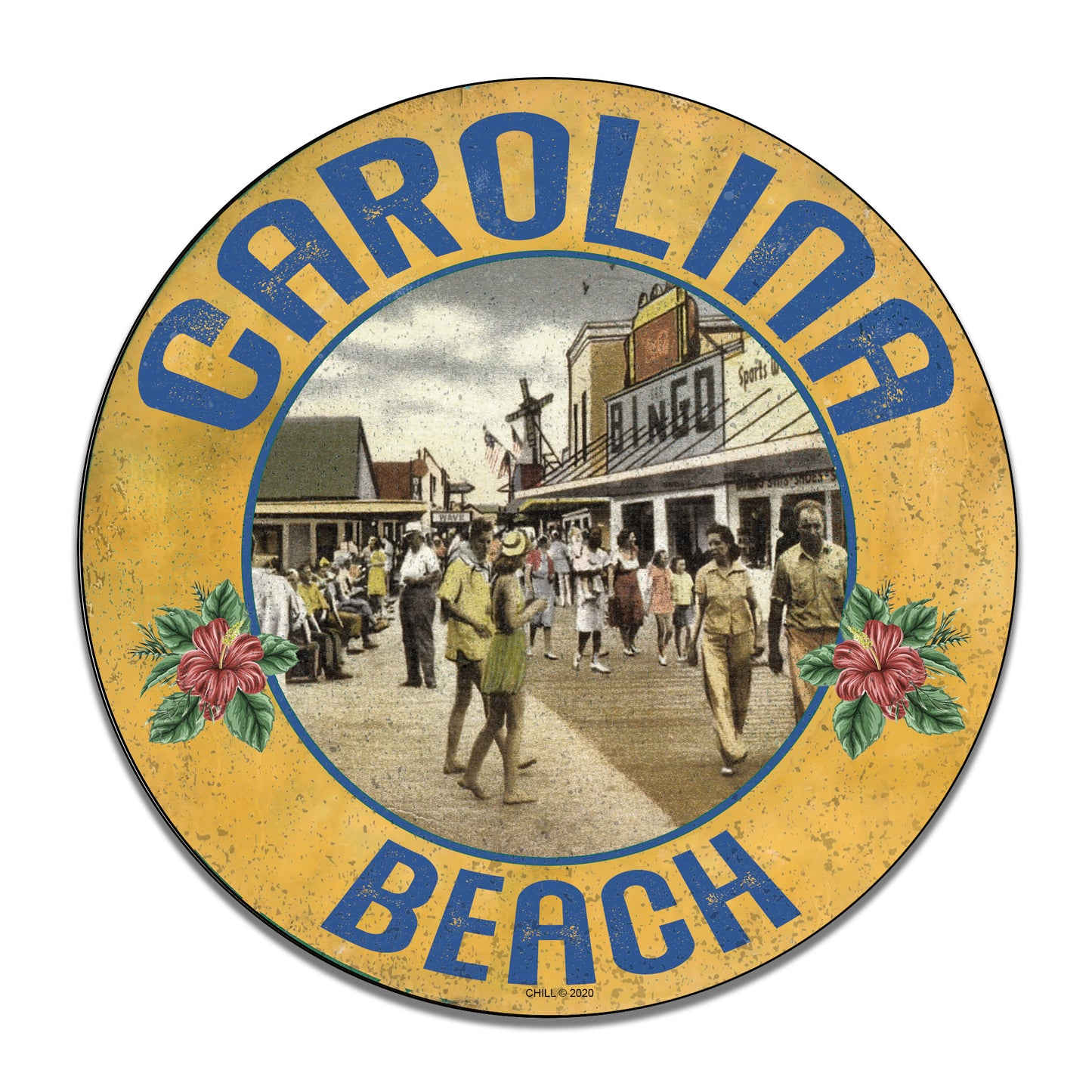 Round Signs - Carolina Beach North Carolina Vintage Design