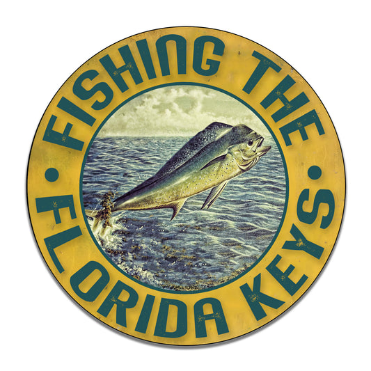 Round Signs - Fishing The Florida Keys Vintage Design