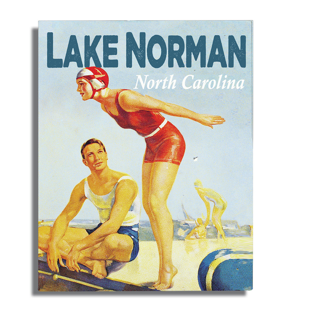 Wall Art - Vintage Design Girl Diving Lake Norman North Carolina