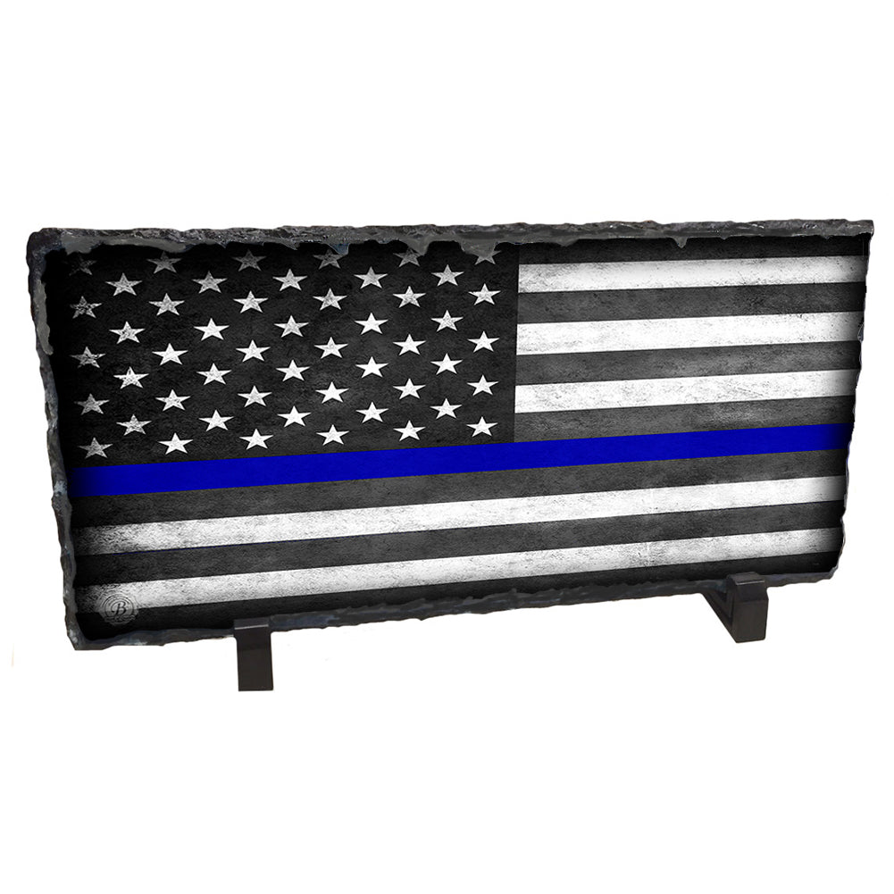 Slate Rock - Distressed Thin Blue Line American Flag Police Sheriff