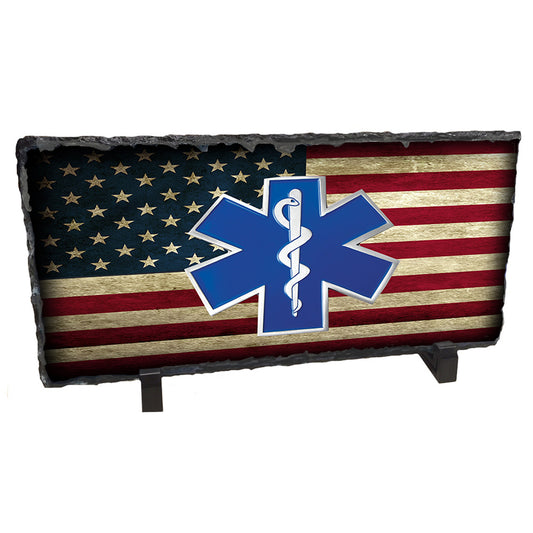 Slate Rock -  Paramedic Star of Life American Flag Design