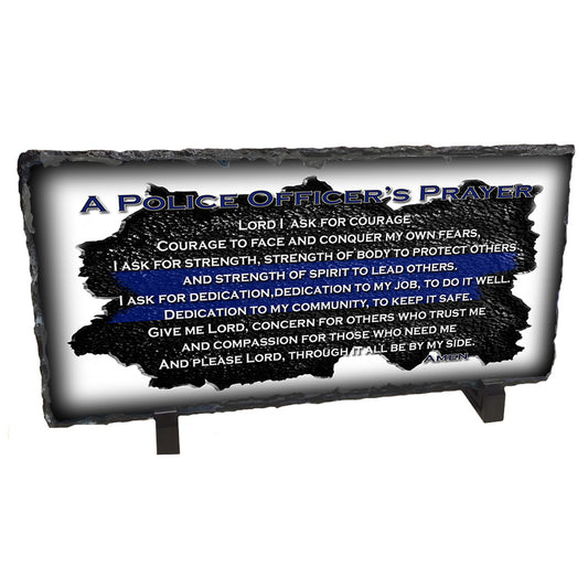 Slate Rock -  Thin Blue Line Policeman's Prayer Police Sheriff