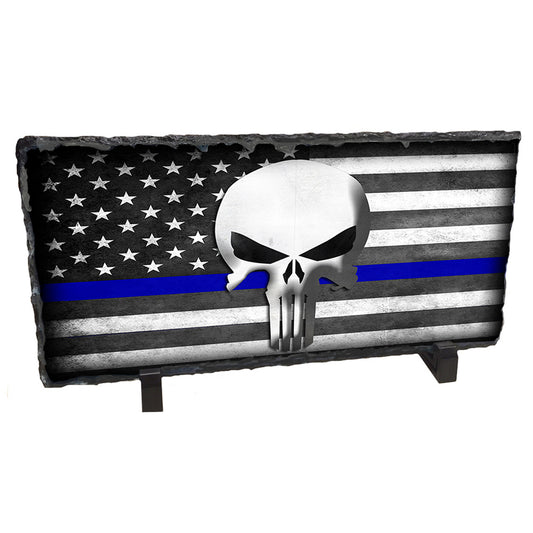 Slate Rock -  Thin Blue Line Punisher Skull Police Sheriff Design