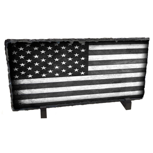 Slate Rock -  Black & White Distressed American Flag Police Sheriff Design